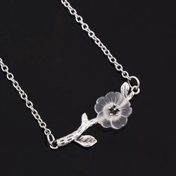 Silicon Flower Charm Chain Necklace