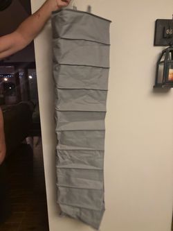 10-tier fabric hanging closet organizer in gray