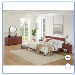 Brown Bedroom Set And Purple Mattress 