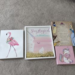 4 Children’s Wall Art Hangings Decor-like New