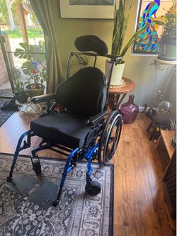 New KI Mobility CR Tilt-in-Space Manuel Wheelchair with premium upgrades.  Candy Blue