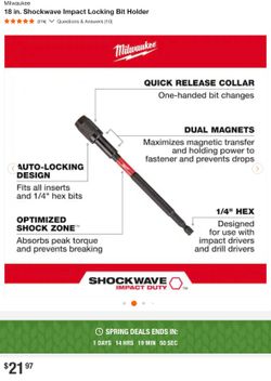 18 in. Shockwave Impact Locking Bit Holder