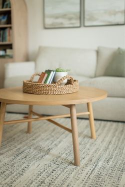 Round wood coffee table
