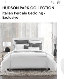 Hotel Collection Queen w/ Gray Duvet & Shams  Italian Percale Bedding
