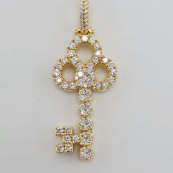 14k gold 1ctw VS diamond key pendant