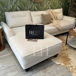 White Boucle Sofa Sectional 