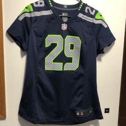 Nike Seattle Seahawks Earl Thomas III Jersey #29 On Field Women's Blue Lime Jersey Size Large