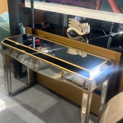 MIRRORED CONSOLE TABLE MIRROR GOLD 47x16x30
