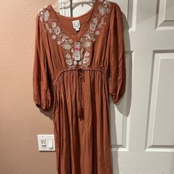 New Francesca’s Boutique Long Rust Orange Dress Size S
