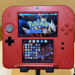Nintendo 2DS - Crimson Red/ Black- Loaded 64GB SD & Accessories