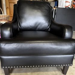 Black Leather Chair With Silver Studs 