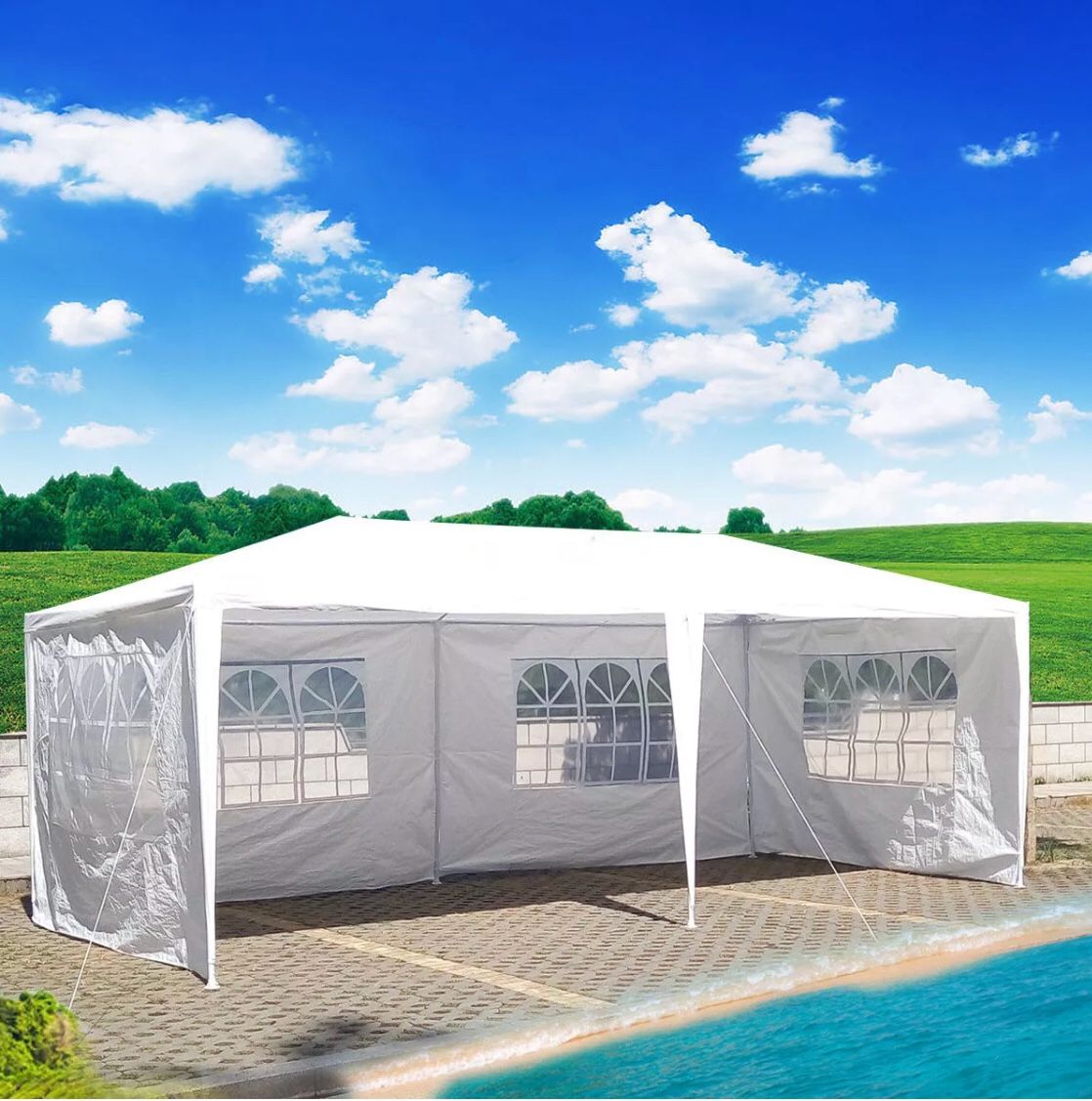 Brand new in box 10 foot by 20 foot canopy, tent, awning, gazebo, carport, easy-to-use. White or blue, carpa , fast response time, perfect feedback