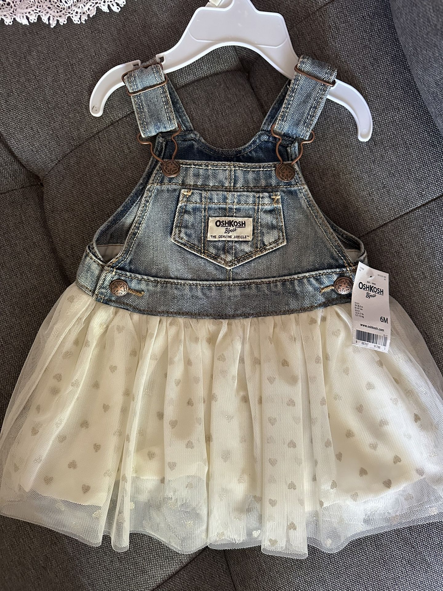 Osh Kosh Denim Overall Dress 6 Months