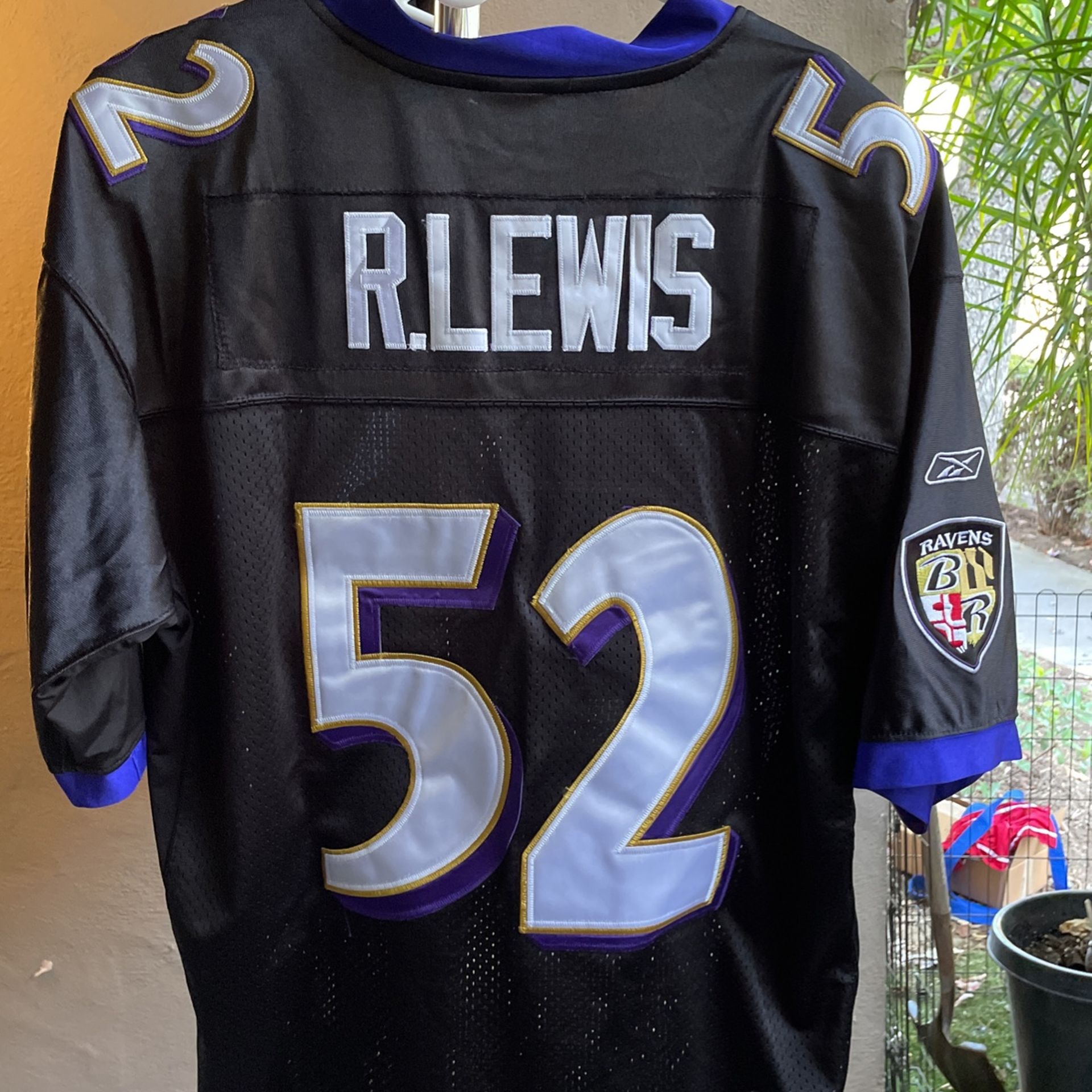 NEW RAY LEWIS JERSEY #52 BALTIMORE RAVENS MENS LARGE BLACK REEBOK AUTHENTIC NFL