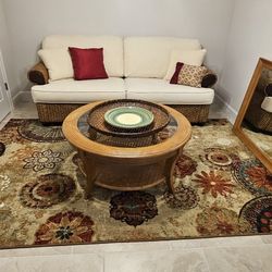 Rattan Tommy Bahama Sofa and Love Seat Indoor/ Living Room Set For Sale!