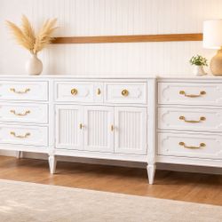 ✨ Elegant French Provincial 9-Drawer Dresser / Buffet – White & Gold ✨