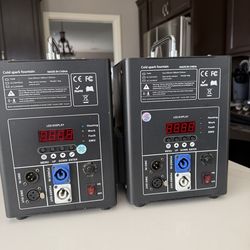 Two 750 W cold spark fountains. No cables.