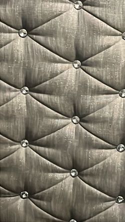 Gray Tufted Upholstered Headboard with Crystal Buttons