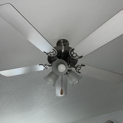 52” White Ceiling Fan  Works Good! 