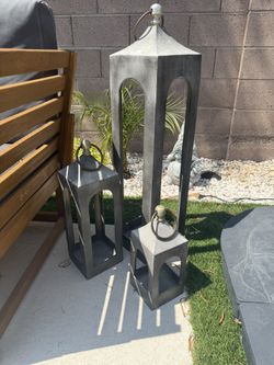 Pottery Barn 2 Time Set Of 3 Outdoor Candle Holder