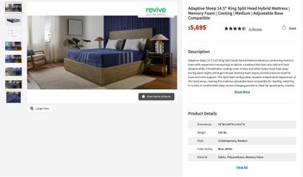 Revive King Split 14.5” Adaptive Sleep Memory Foam Hybrid Mattress