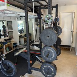 Full Gym Setup: Rogue Fitness R-3 Power Squat Rack With Barbell Bench And Weights