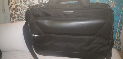 Leather and fabric briefcase
