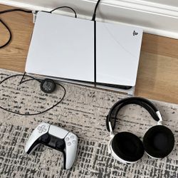 PlayStation 5 w/ 2 controllers and a headset