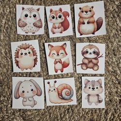 9 Forest Woodland Animals Stickers 