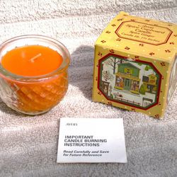 RARE Vintage 1982 Avon Cupboard Spice GINGER Holiday Glass Jar Wax Candle NEW with Instructions Box