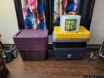 6 Brand New Bins and 6 used once BINS and one New "Duck" 200 sq. Ft.