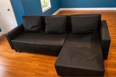 Black Leather Sectional Sofa with Chaise
