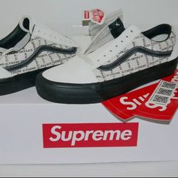 Supreme X Vans Skateboarding Old Skool Pro Sneakers White/Black Mens Size 10.5  Various SIZES Available 