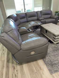 Leather Gray Sectional