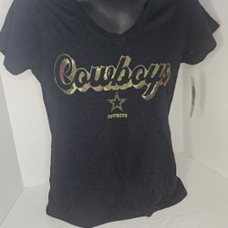 Womens Small NFL Dallas Cowboys Camo V-Neck Tee 