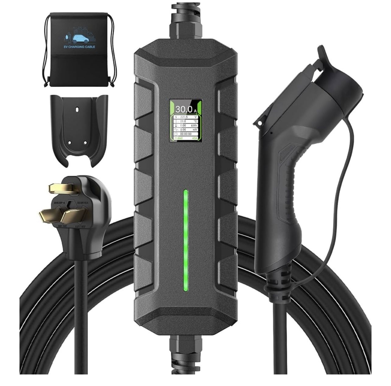 Level 2 EV Charger ETL Certified, 30A 7.2KW Home Charging Station, Plug-in NEMA 10-30, Portable EV Charger with 25FT Cable for SAE J1772 Cars