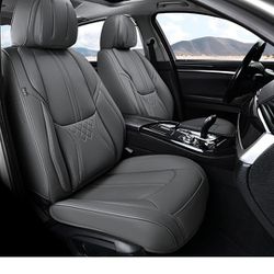 Gray Car Seat Covers for Front Seat, Universal Seat Covers for Cars, Waterproof Leather