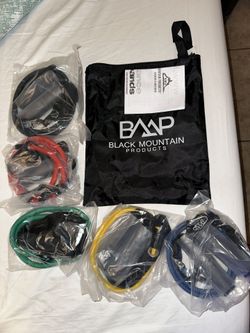 Black Mountain Products Resistance Band Set with Door Anchor, Ankle Strap, Exercise Chart, and Carrying Case