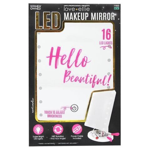 Love Ellie, Amelia LED Vanity Makeup Mirror with Dimmable 16 Lights, 180 Rotation, USB or Battery Powered, White open box