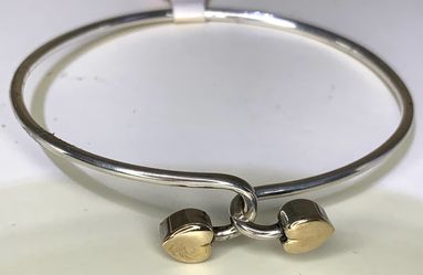Tiffany & Co. 1990 Double Hearts Locking 925/750 Bangle, NICE