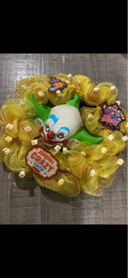 Handmade Clown Circus Theme Door Wreath