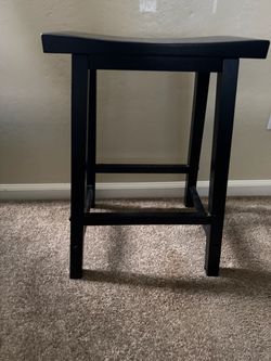 Dark Wood Saddle Seat Counter Stool