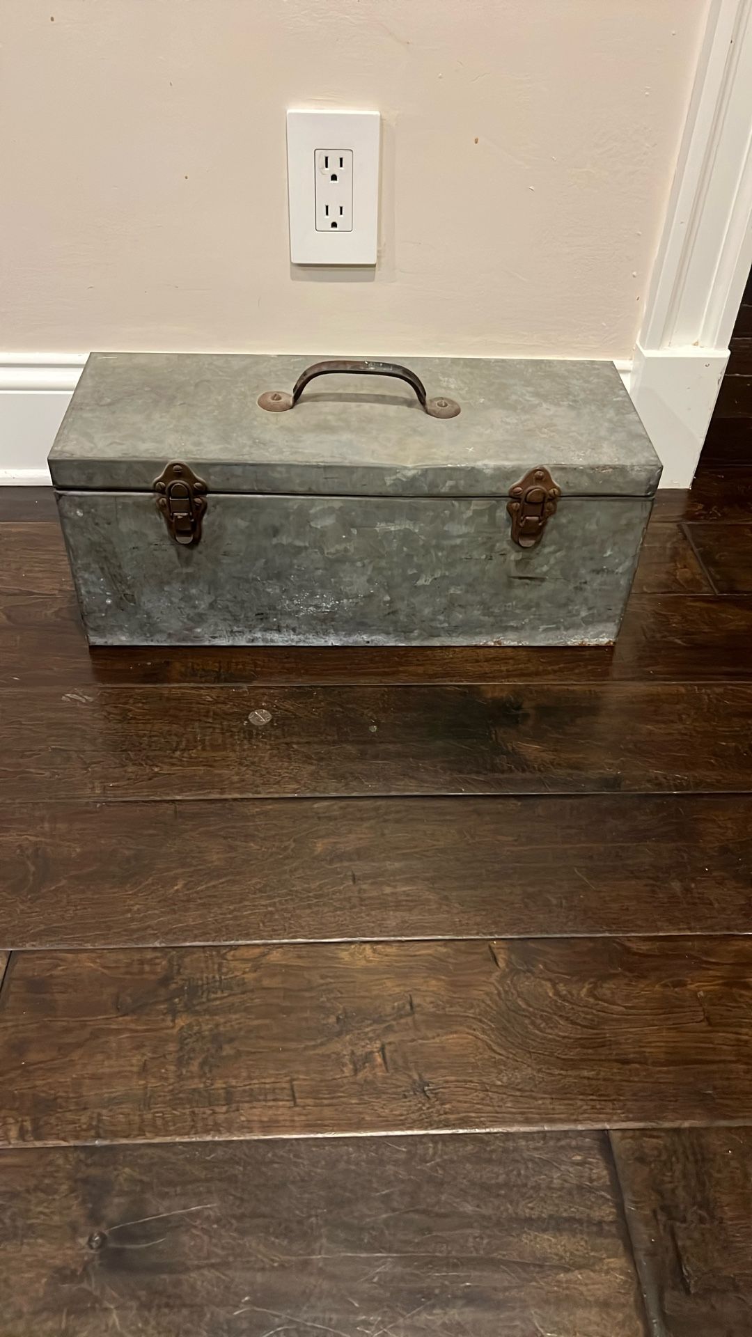 antique steel tool box. 