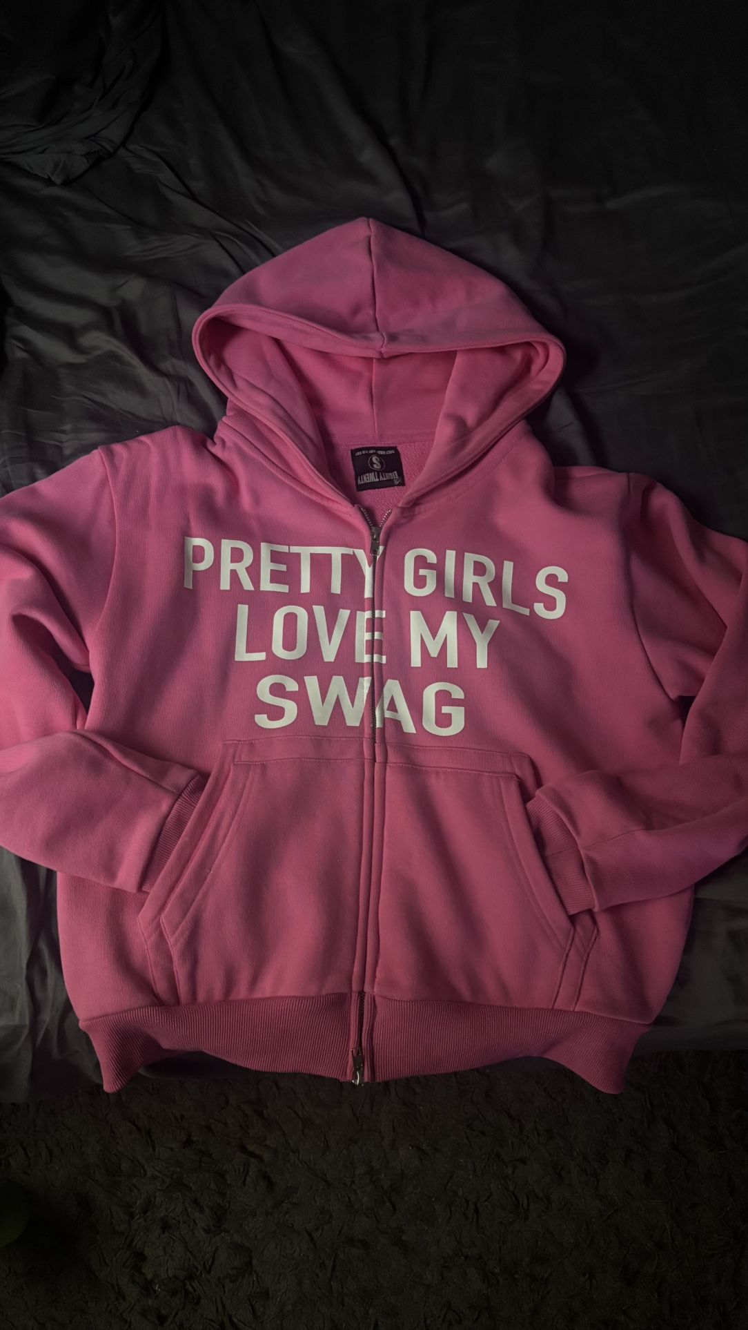 Pink and white Pretty Girls Love My Swag Valentines zip-up