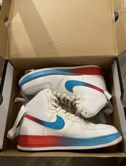 Nike Air Force 1 High White Gradient Blue Fury Ember Glow Red CJ0525-100 sz 9.5