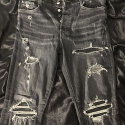 Amiri mx1 grey leather jean 