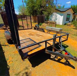 7 x 14 single axle tongue pull trailer black