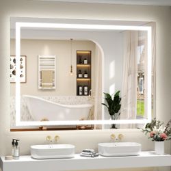 48 x 36 Inch LED Lighted Bathroom Mirror for Wall Vanity