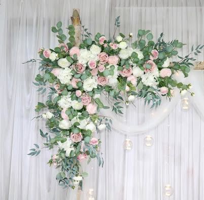 Pink & White Wedding Arch Flower Decor