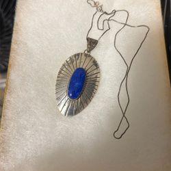 RAGUL CANO 925 Sterling Silver Vintage Mexico Real Lapis Lazuli Tribal Pendant